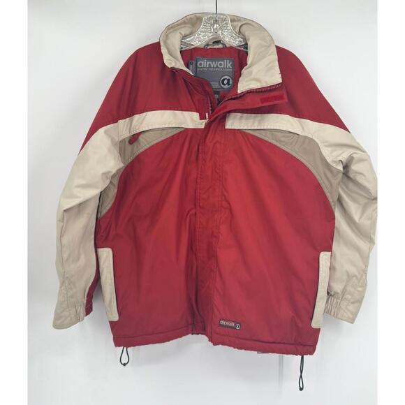 Vintage 90s Airwalk Evolution Edition Burgundy Tan Snowboarding Jacket Sz XL